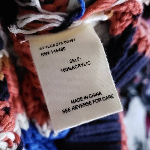 Mo : Vint Open-Knit Sweater Striped Crew Retro Striped Acrylic Women Large - Picture 10 of 10